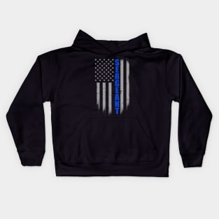 Police Sergeant Thin Blue Line Flag Kids Hoodie